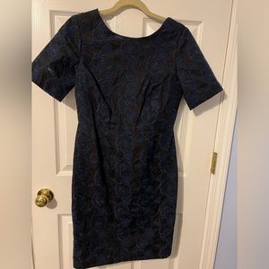 J Crew Collection black dress with blue lace. NWT